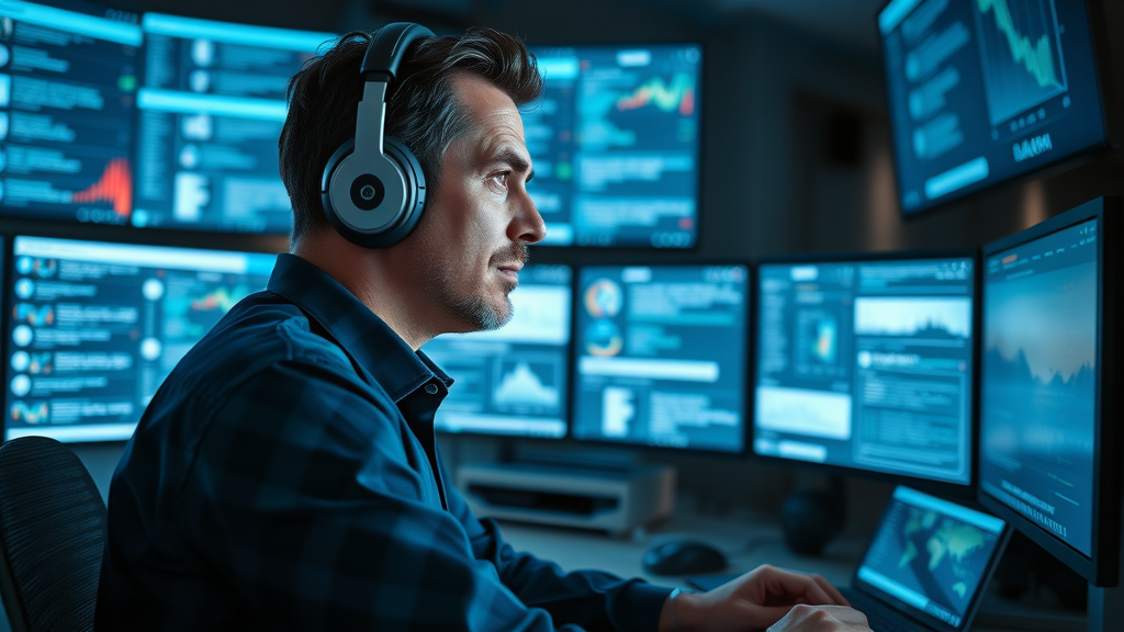 Analyst using social listening tools to find potential leads across social media, social media lead generation