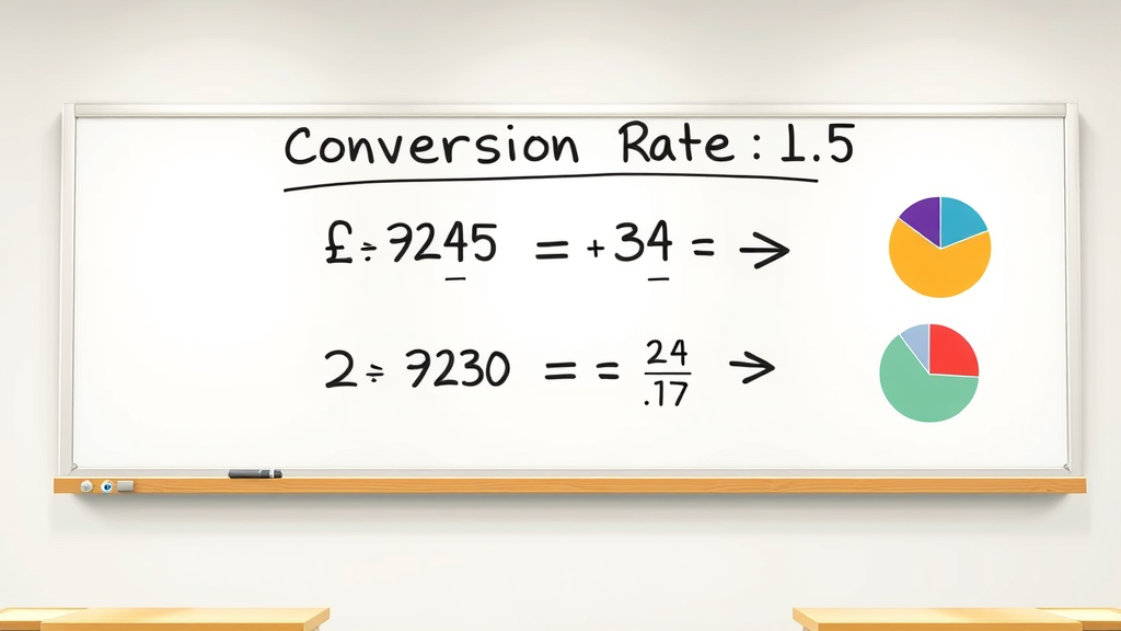 conversion rate calculation infographic with bar graphs and pie charts
