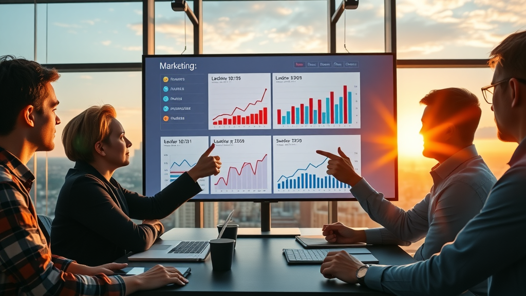 marketing team analyzing multi-channel lead generation campaign