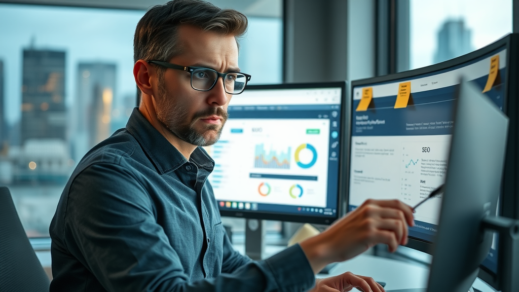 google business profile business owner reviewing business profile modern office awards paperwork