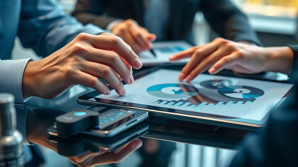 professional analyzing key performance indicators using smart marketing strategy