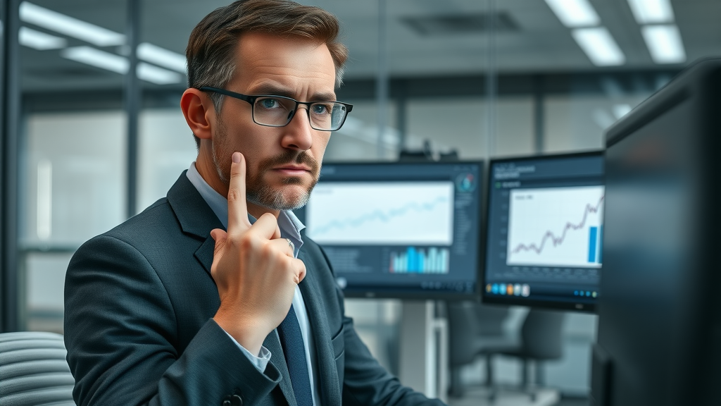 concerned business manager reviewing website analytics errors and bounce rate issues on computer