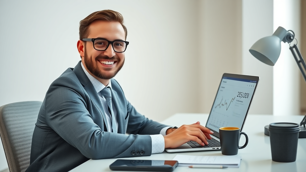 business professional setting up analytics tool and website analytics dashboard on laptop in modern workspace
