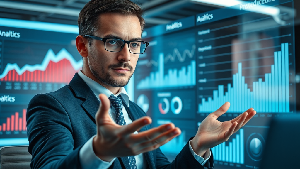business analyst presenting PPC campaign analytics using data visualizations