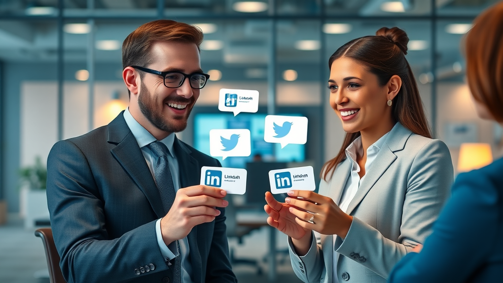 B2B sales team networking and generating leads on LinkedIn and Twitter