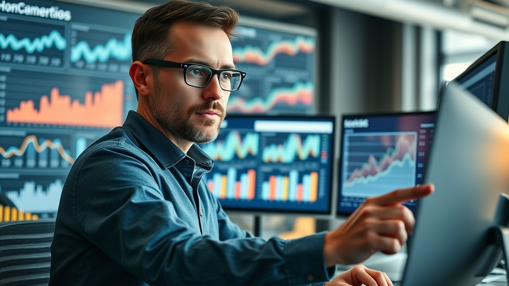 conversion funnel digital marketing dashboard analysis in modern office workspace
