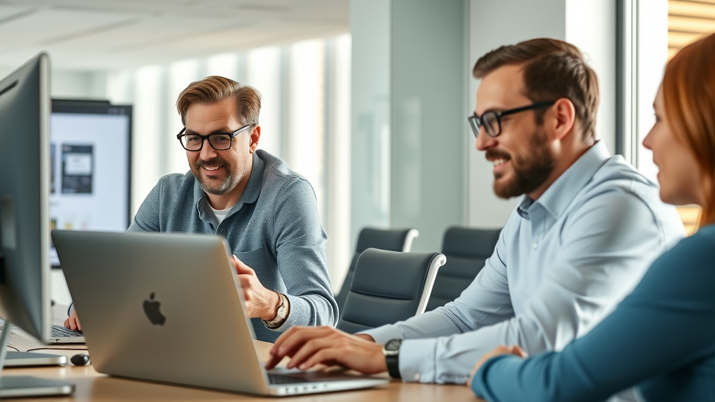 Digital consultant coaching a team on best practices for online reputation management