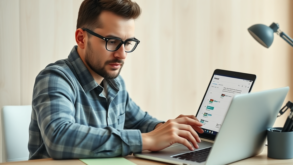 digital marketer managing a content calendar and planning multi-channel marketing strategy