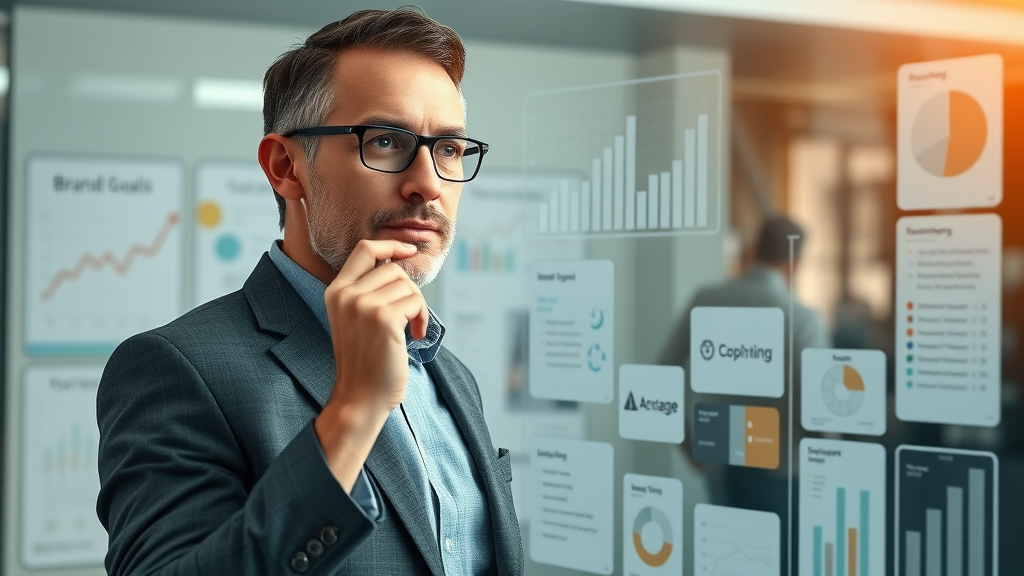 video marketing strategy goal-setting brand objectives digital board graphs
