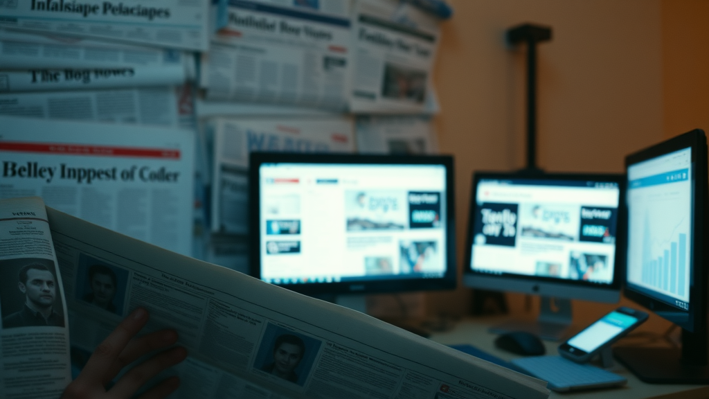 Timeline of digital content evolution from print newspapers to modern digital screens and mobile devices