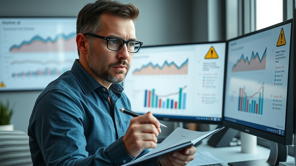 marketer reviewing ad campaign charts for ad fatigue signals