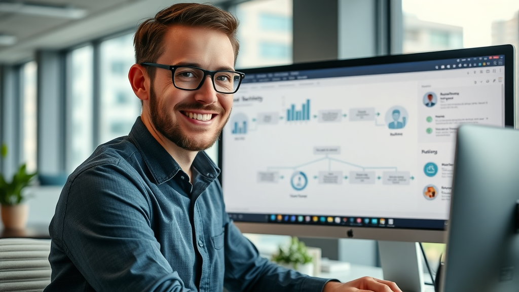 Digital marketer designing lead nurturing sequence template