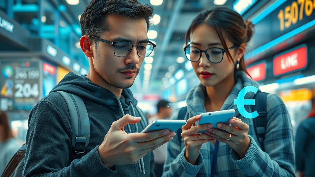 global ecommerce shoppers using currency converter with digital market data and exchange rates