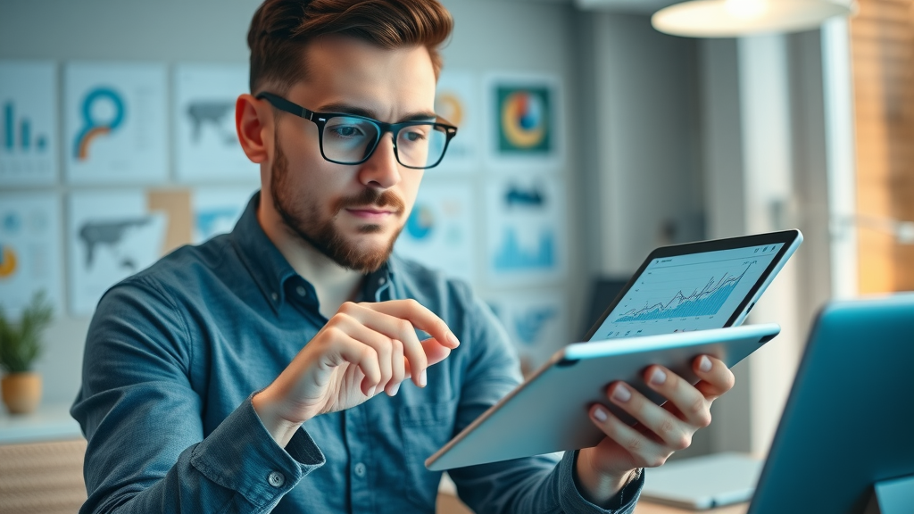 marketer analyzing behavioral targeting data on a digital device