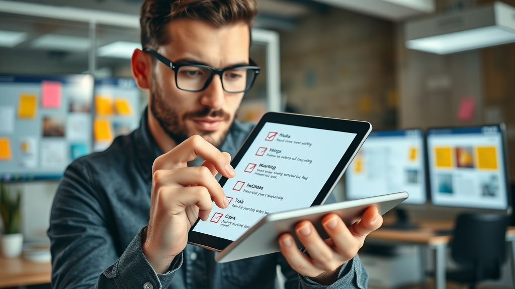 marketing checklist for reputation marketing strategy on digital tablet