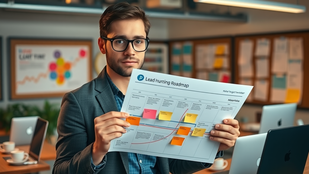Lead nurturing tactics visualized in a sales cycle roadmap