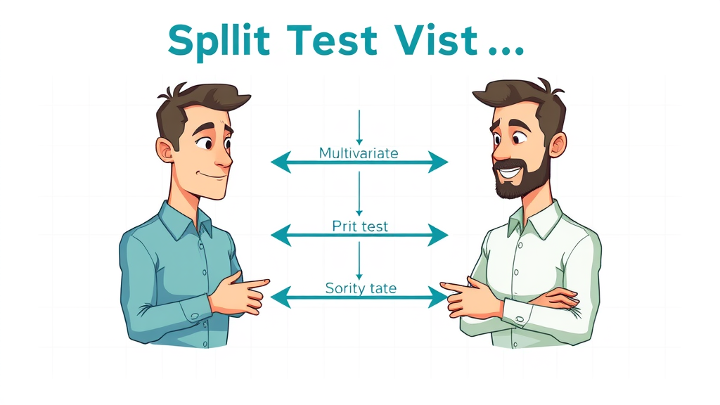 Diagram illustrating split testing versus multivariate testing setup for landing pages and conversion rates