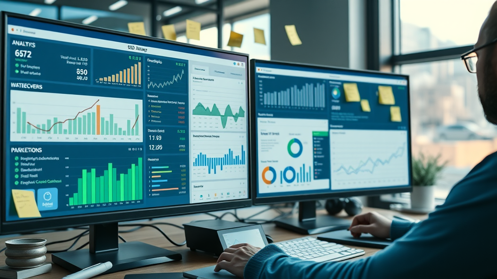 digital marketing dashboard with SEO tools and analytics, content optimization workspace