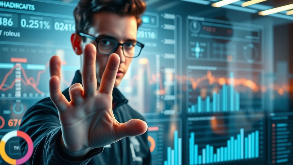 Futuristic dashboard: selecting criteria for lead scoring, showing company size, engagement, and behaviors