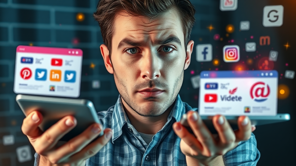brand identity - marketer comparing mismatched designs and social media icons
