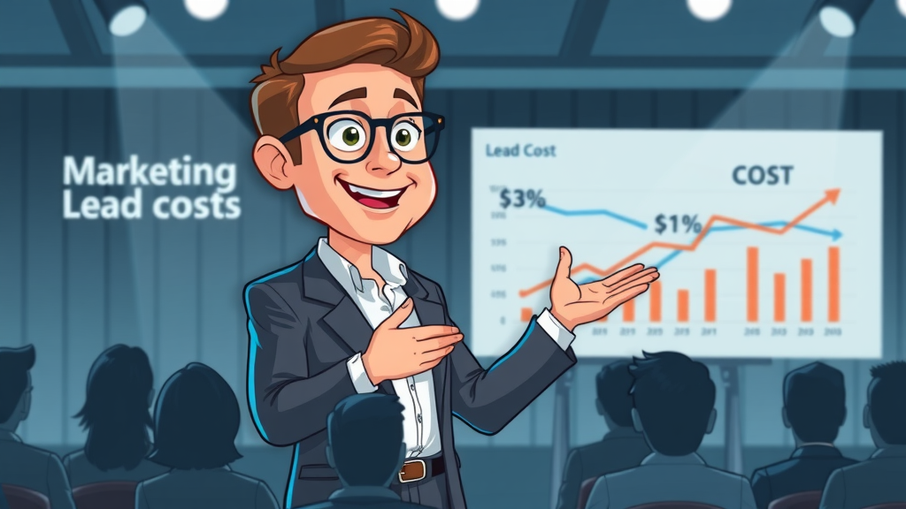 B2B marketing expert explaining lead generation costs and cost breakdown at a conference
