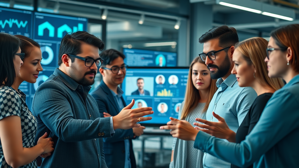 Diverse marketing team builds buyer personas for lead nurturing strategies