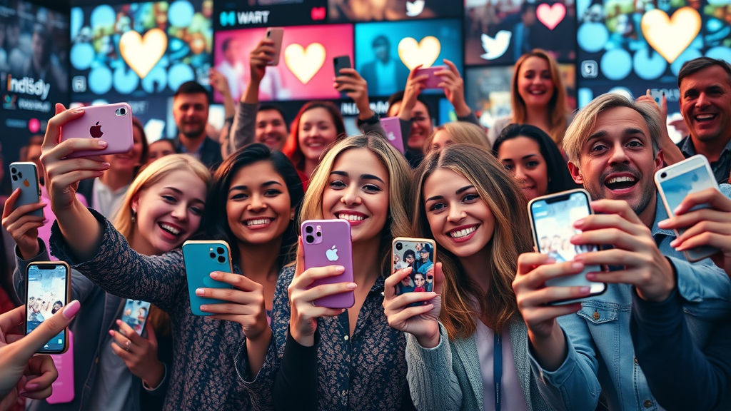 Collage of social media posts with customers tagging brands to showcase social proof in a bold, digital backdrop