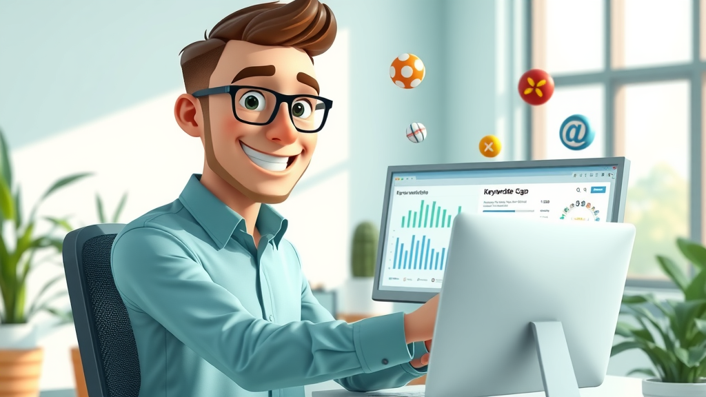 keyword intelligence professional marketer reviewing competitor keyword gap analysis dual monitors