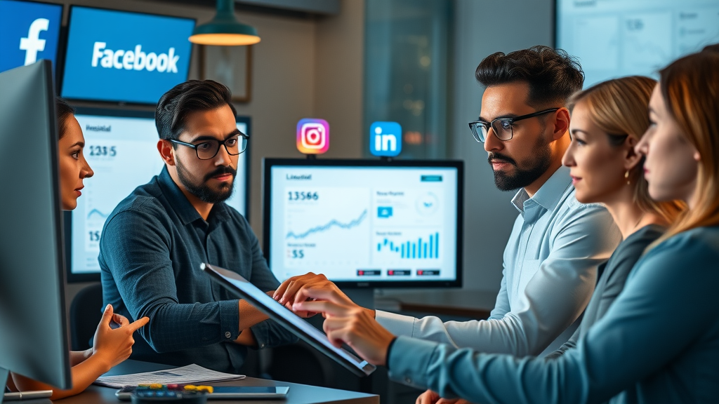 Paid social campaigns team reviewing paid ad performance on Facebook, Instagram, LinkedIn, TikTok