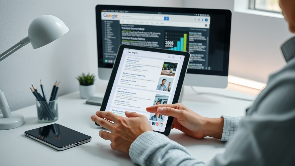copywriter editing SEO title tags and meta descriptions for content optimization