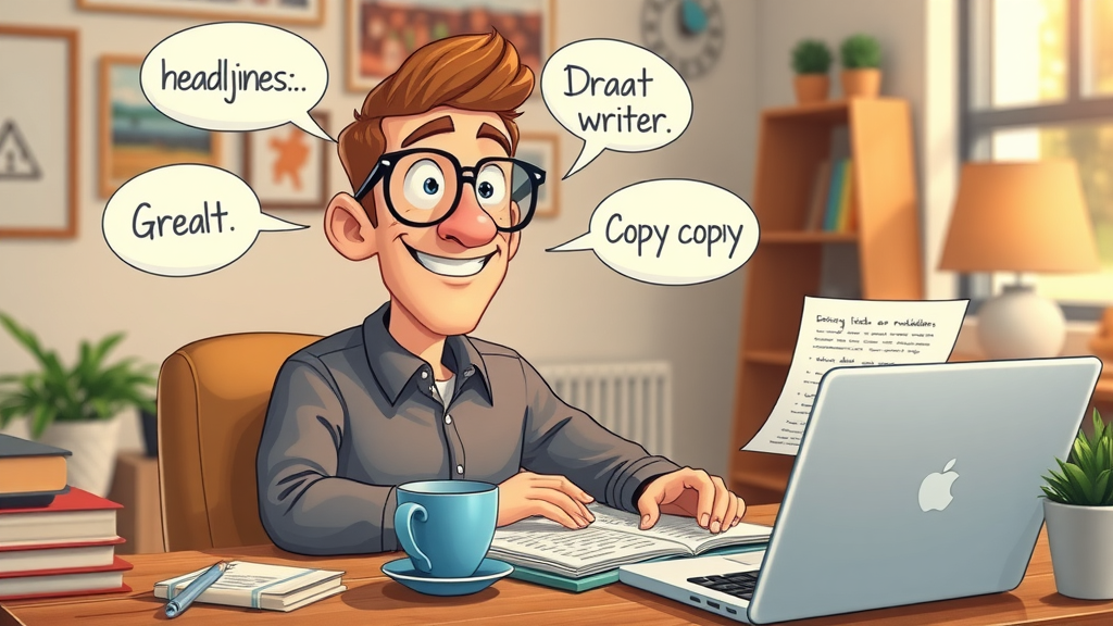 copywriter drafting conversion-focused headlines and website content for higher conversion rate
