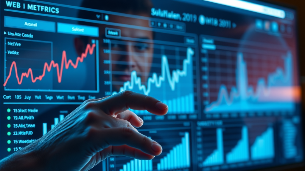 website interface with analytic graphs showing key website analytics metrics and web analytics tool features