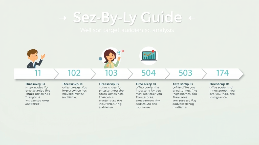 Step-by-step visual guide to conducting target audience analysis – infographic layout showing analysis stages, directional arrows, pastel palette