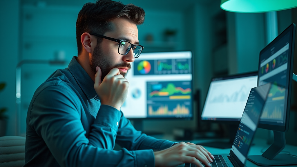 sales funnel optimization analyst examining conversion funnel data on laptop in executive workspace
