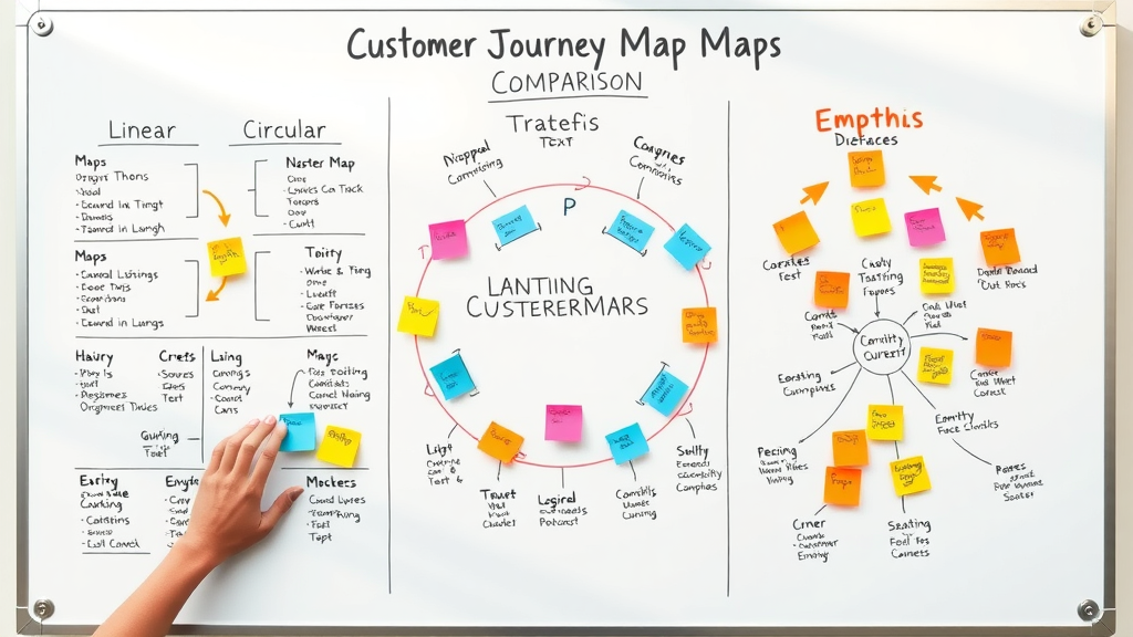 visual comparison of linear, circular, and empathy customer journey map formats