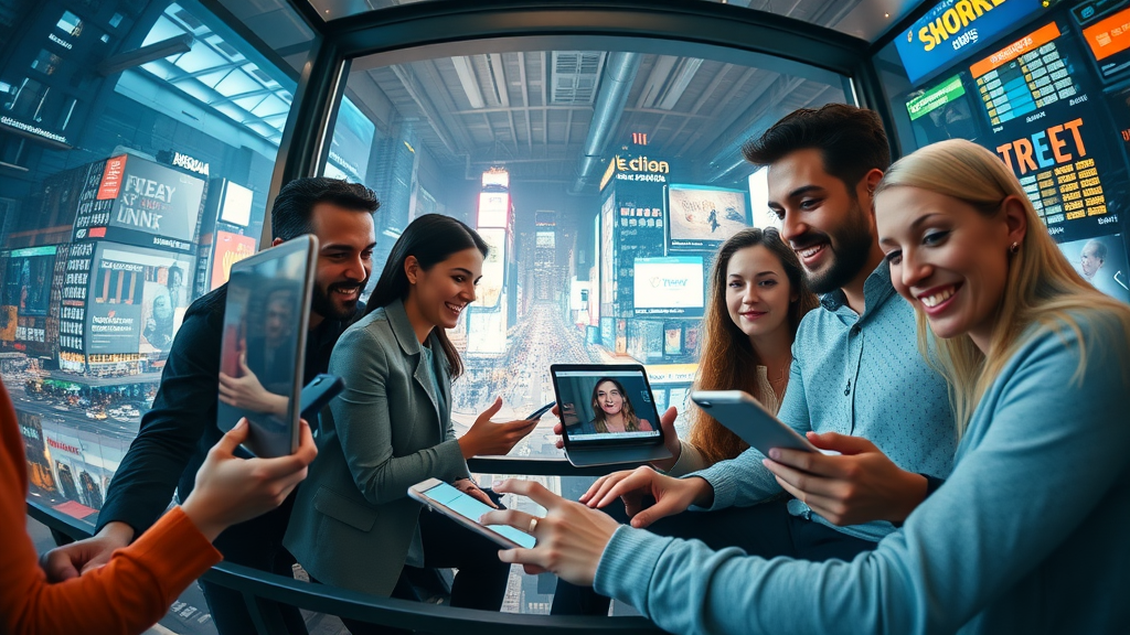 Marketers scheduling social media posts for content marketing using digital devices