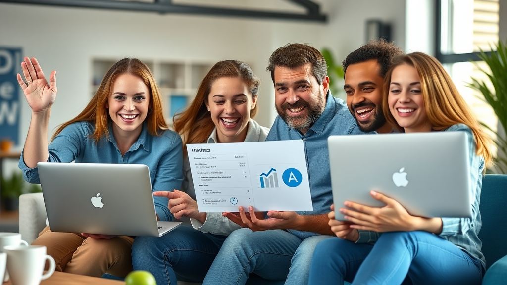 SaaS marketing team celebrating successful personalized lead nurturing campaign
