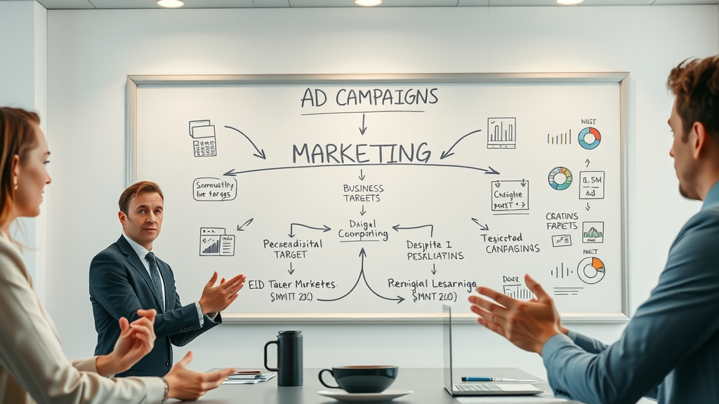 marketing flowchart showing link between ad campaigns and business goals