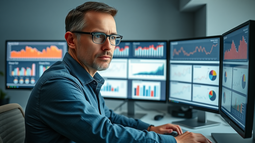 experienced ad strategist evaluating advertising budget allocation for ads, ad budget models dual monitors, digital ad spending strategies