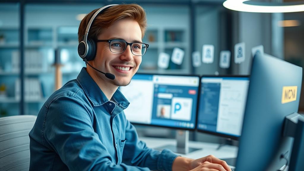support agent providing real-time customer service through social media dashboards
