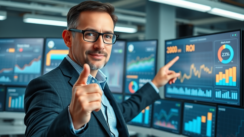 video marketing strategy consultant reviewing digital success metrics dashboard
