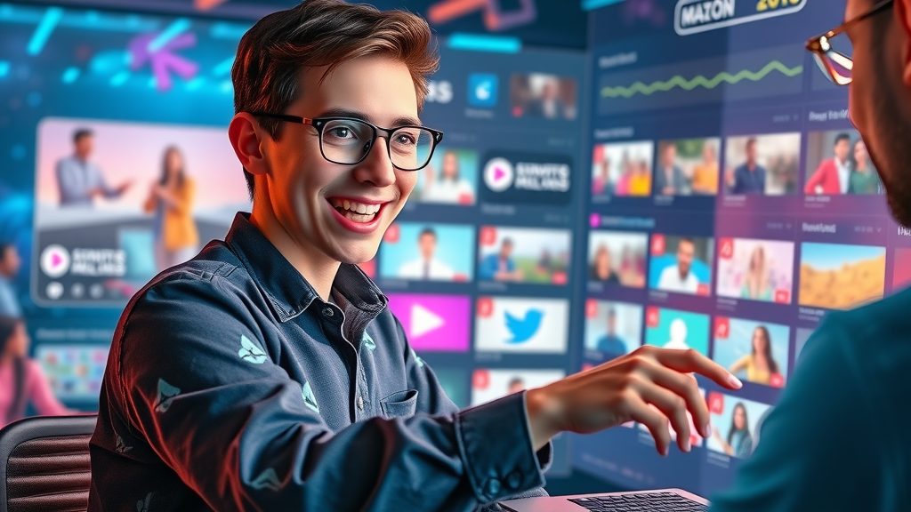 young marketer posting branded videos to multiple social media platforms