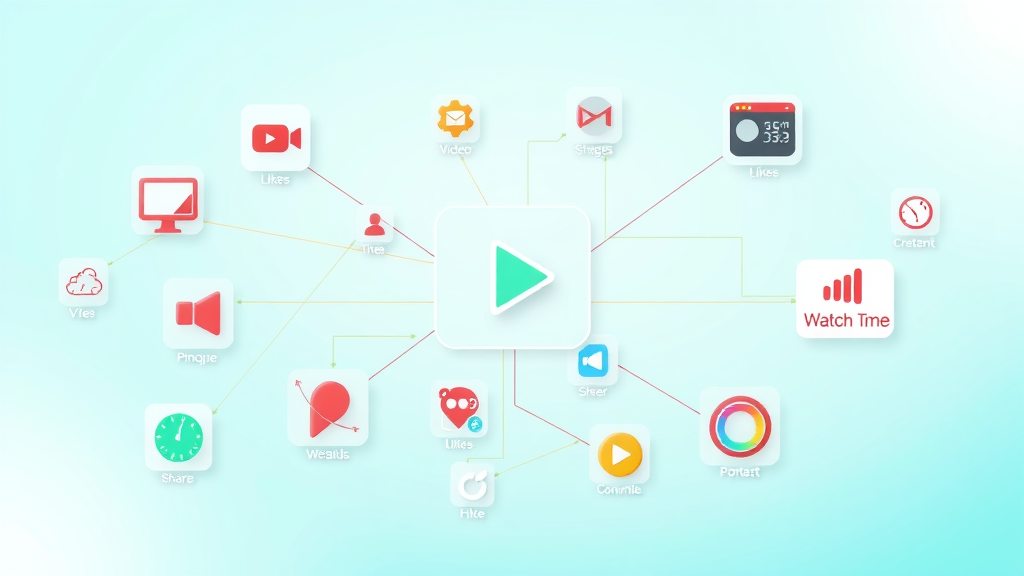 video metrics infographic showing engagement metrics for videos including likes, shares, and watch time