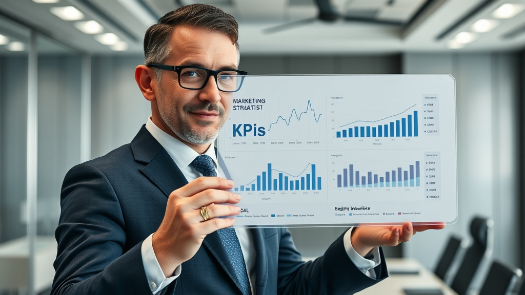 marketing strategist sets measurable content marketing lead generation goals with visual KPIs