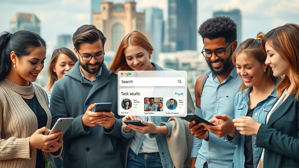 geo-targeted content local search results diverse community cityscape mobile devices