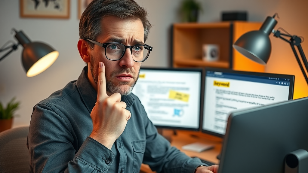 website editor highlighting keyword stuffing issues in SEO content optimization