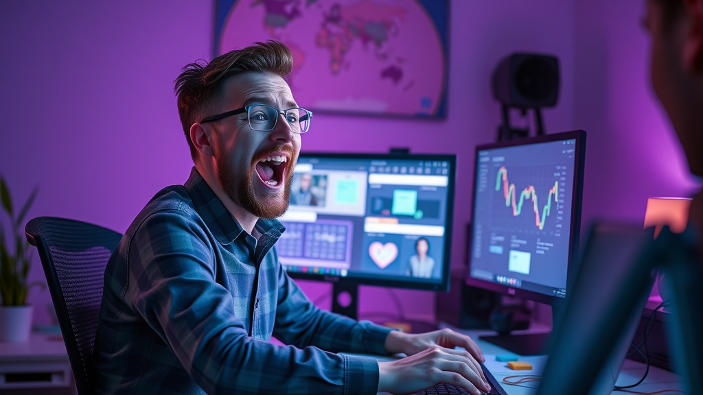 Marketer designing an interactive quiz, engaging social media content for lead gen