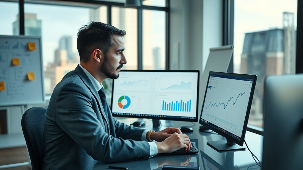 local keyword research digital workspace analyzing SEO performance