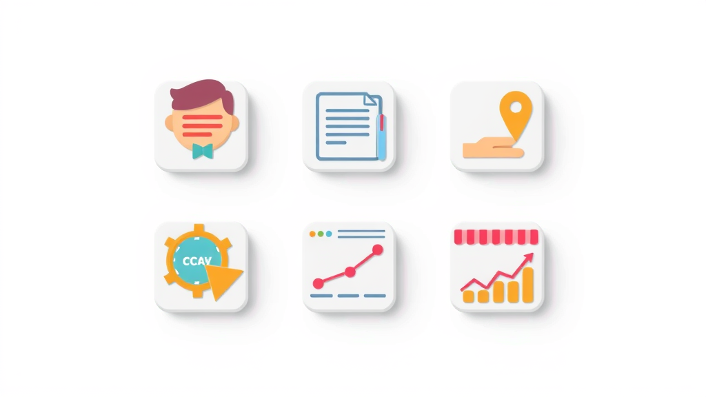 conversion rate optimization essentials pillars icons: value proposition, CTA, user experience, trust, analytics