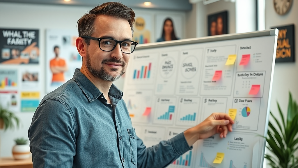 Paid social campaigns strategist mapping campaign strategy on whiteboard